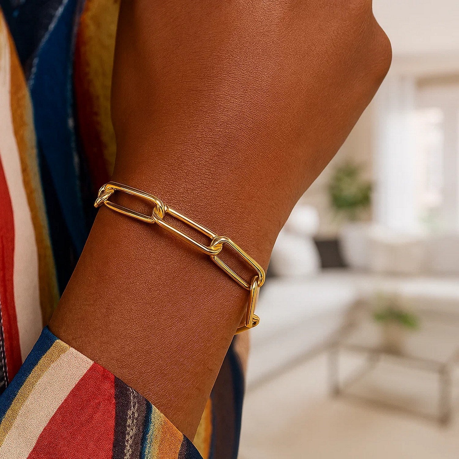 14k Yellow Gold Lite Round Wire Paperclip Bracelet  (8.50 mm)