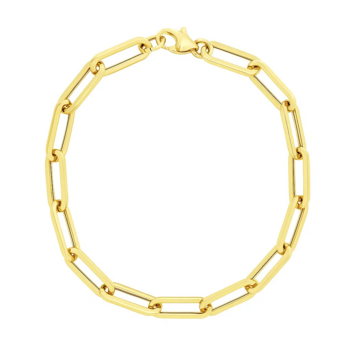14k Yellow Gold 8 inch Extra Wide Paperclip Chain Bracelet (9.60 mm)