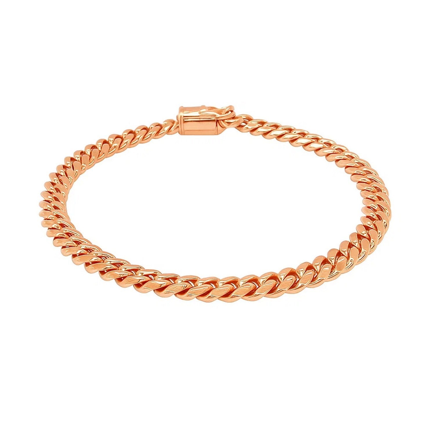 14k Rose Gold Classic Miami Cuban Solid Bracelet (6.10 mm)