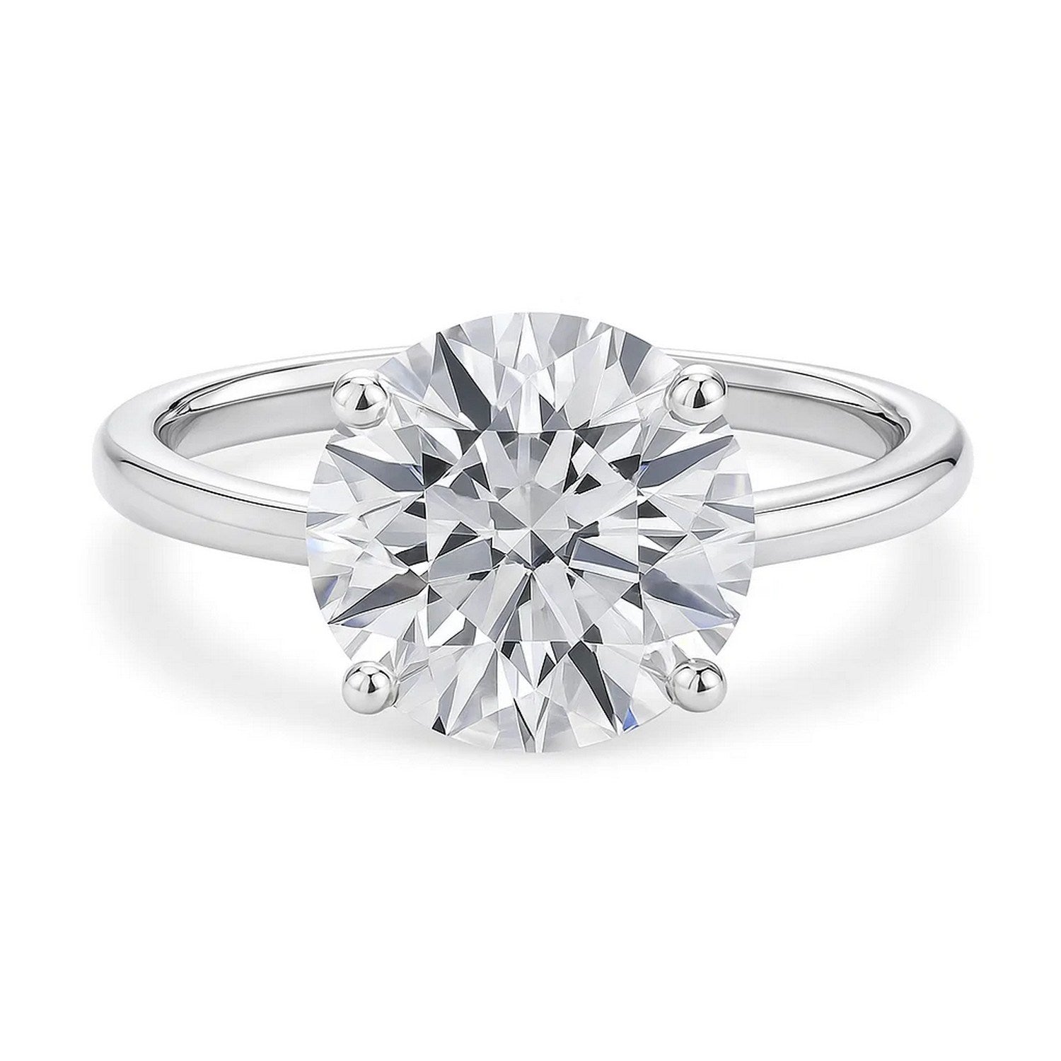 5 Carat Round Lab Grown IGI G/VS1 Diamond Solitaire Ring in 14K White Gold