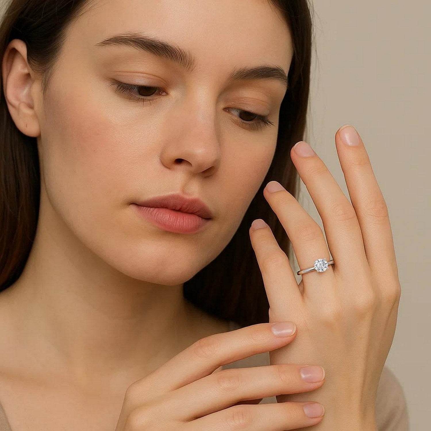 3/4 Carat Round Lab Grown IGI G/VS1 Diamond Solitaire Ring in Sterling Silver