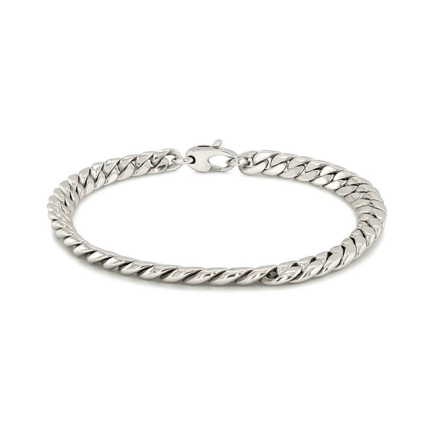 14K White Gold Cuban Link Bracelet (5.90 mm)