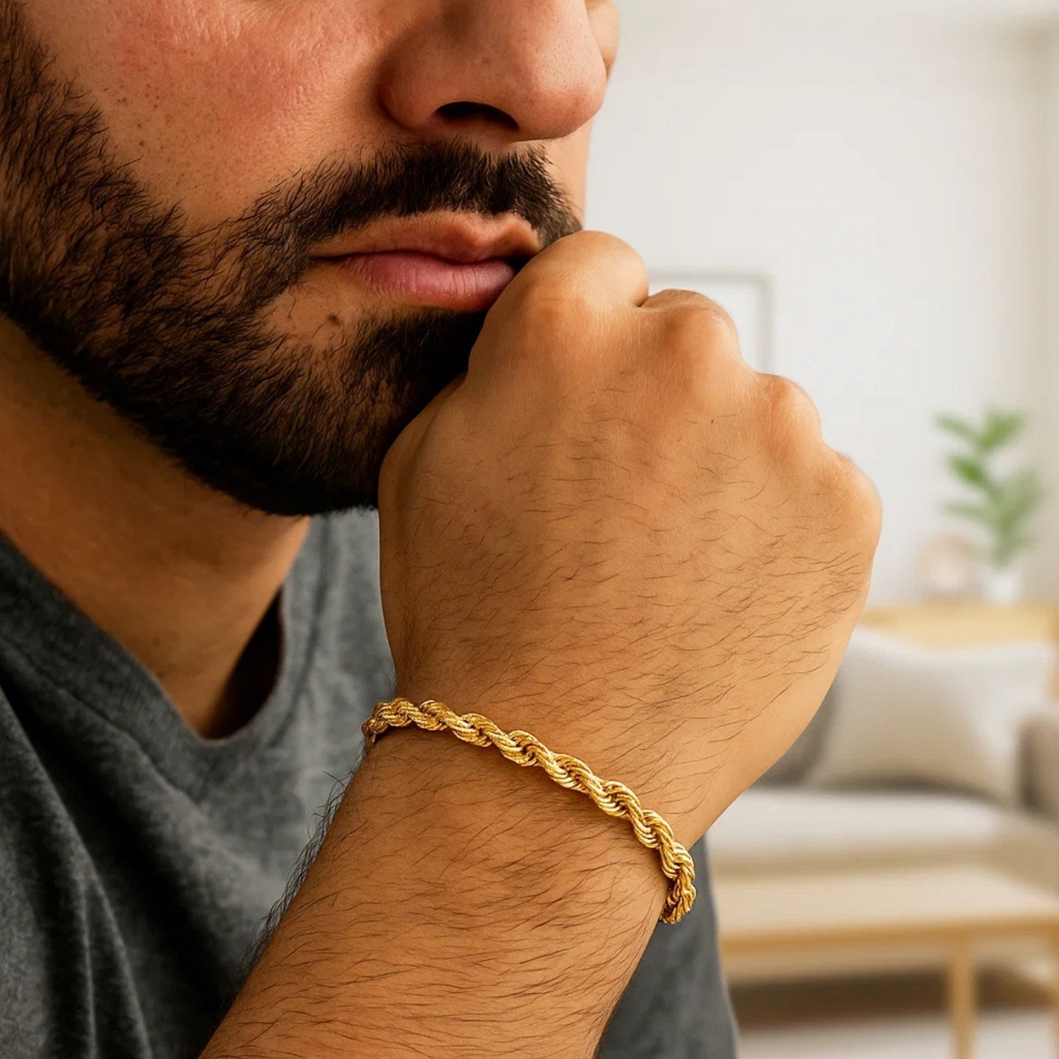 10k Yellow Gold Solid Diamond Cut Rope Bracelet (5.00 mm)