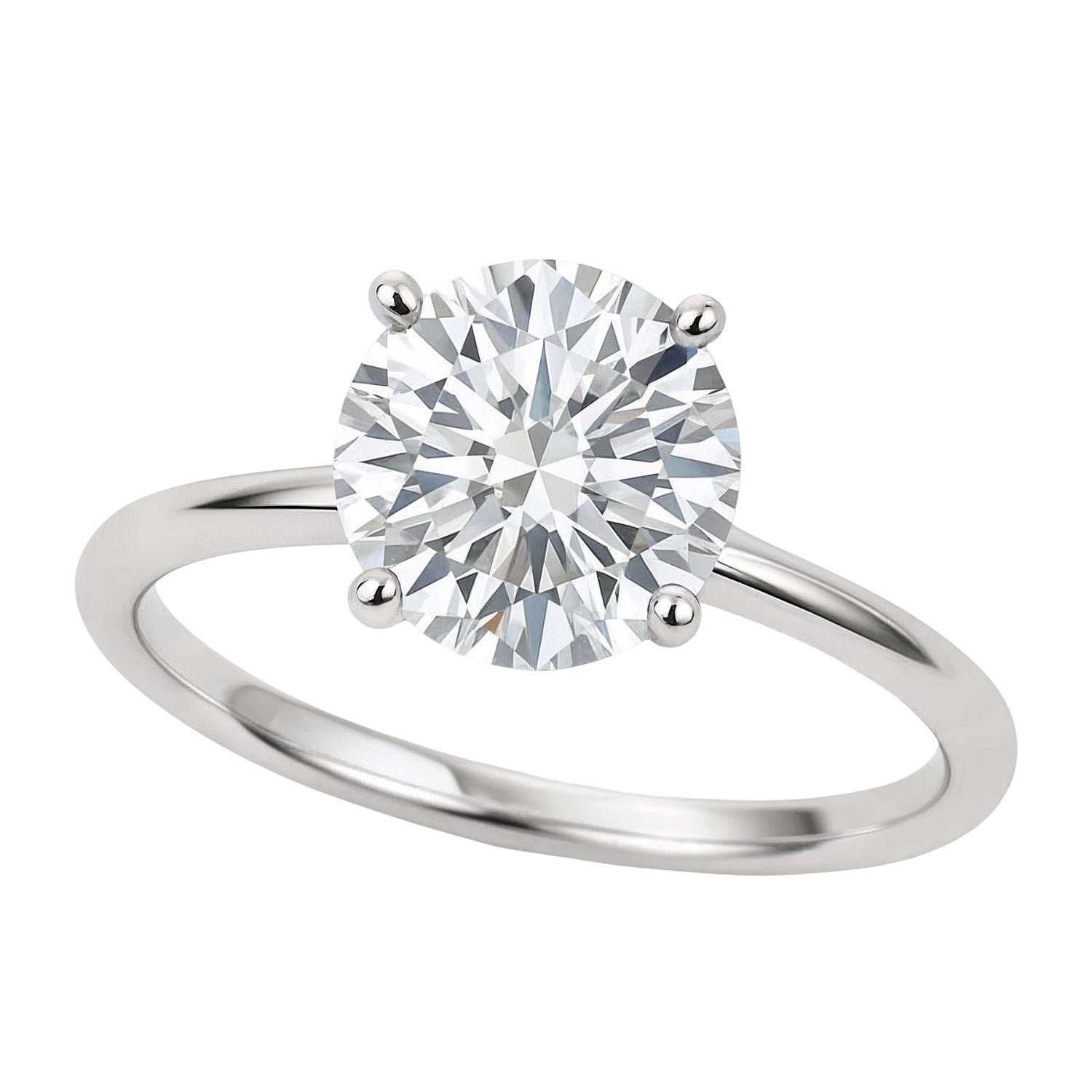 2 Carat Round Lab Grown IGI G/VS1 Diamond Solitaire Ring in 10K White Gold