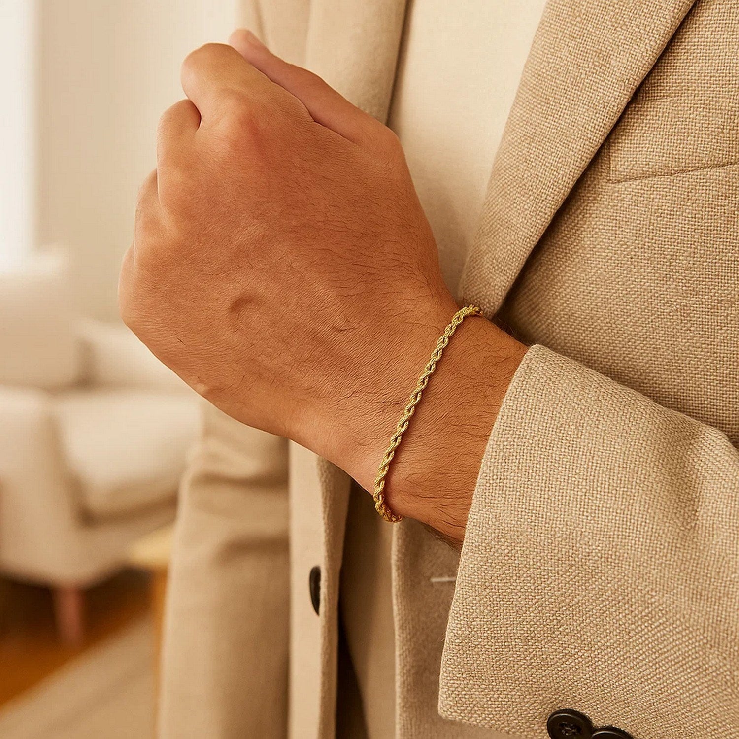 Silk Rope Chain Bracelet in 14k Yellow Gold  (3.00 mm)