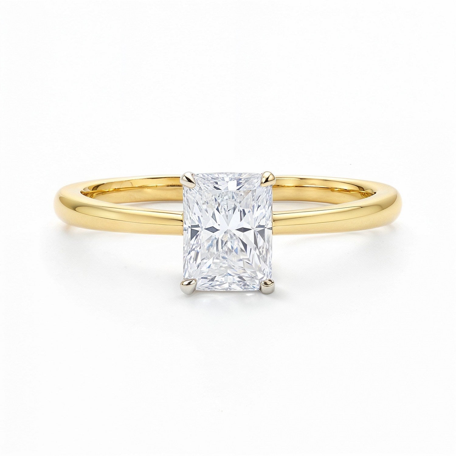 1 Carat Radiant Lab Grown IGI G/VS1 Diamond Solitaire Ring in 10K Yellow Gold