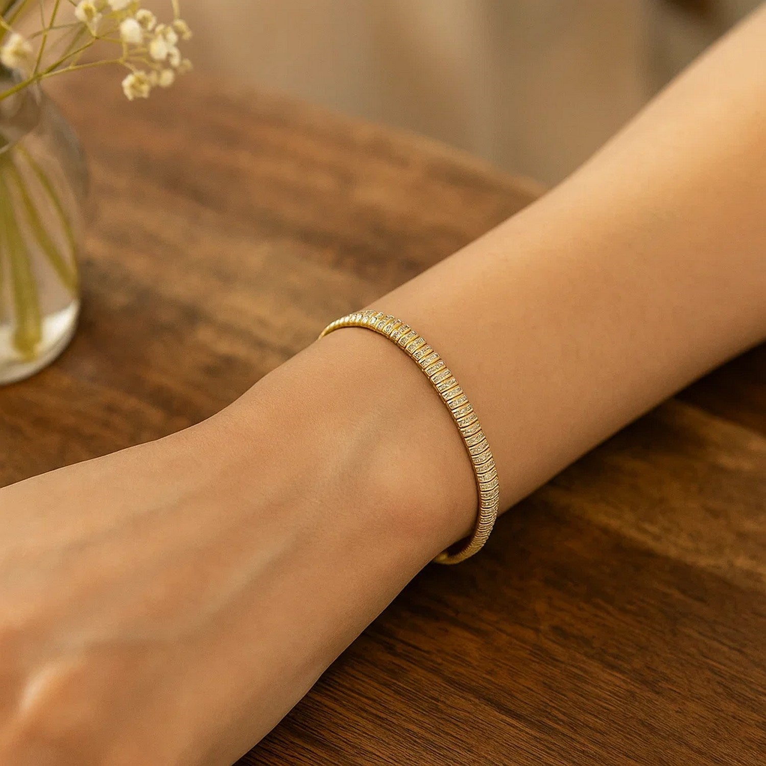 14k Yellow Gold Diamante Flex Bracelet (5.80 mm)