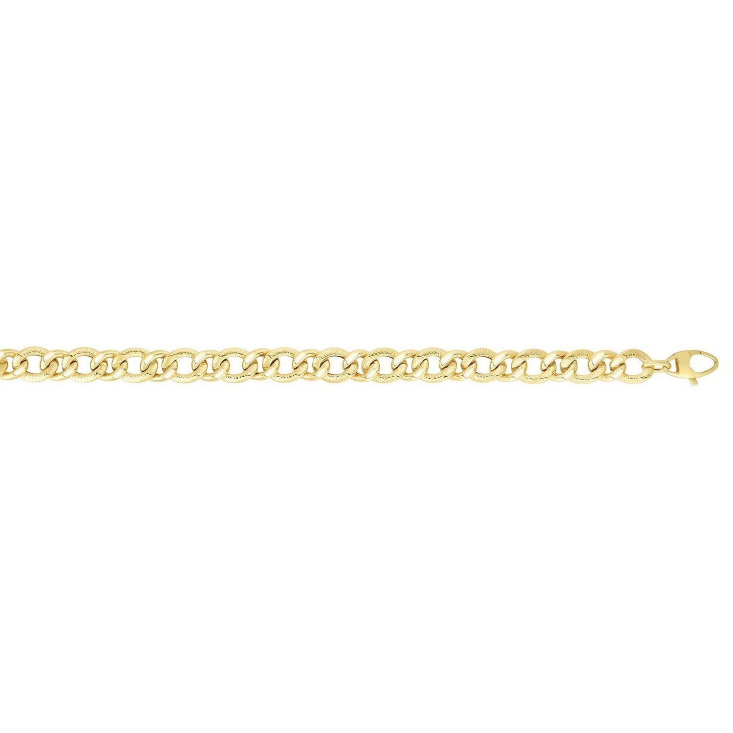 14k Yellow Gold Curb Chain Design with Diamond Cuts Bracelet (8.80 mm)