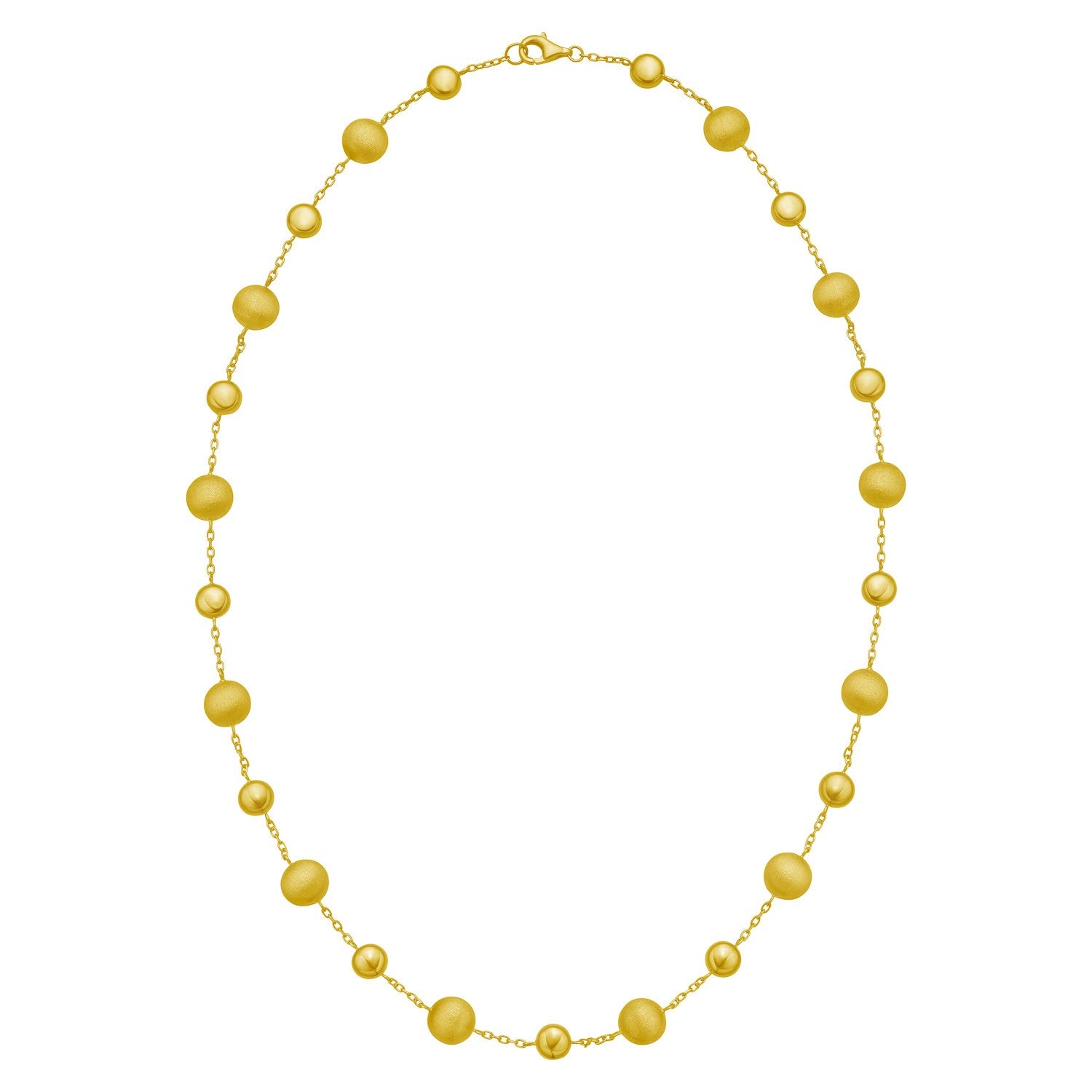 14K Yellow Gold Polished and Satin Pebble Necklace