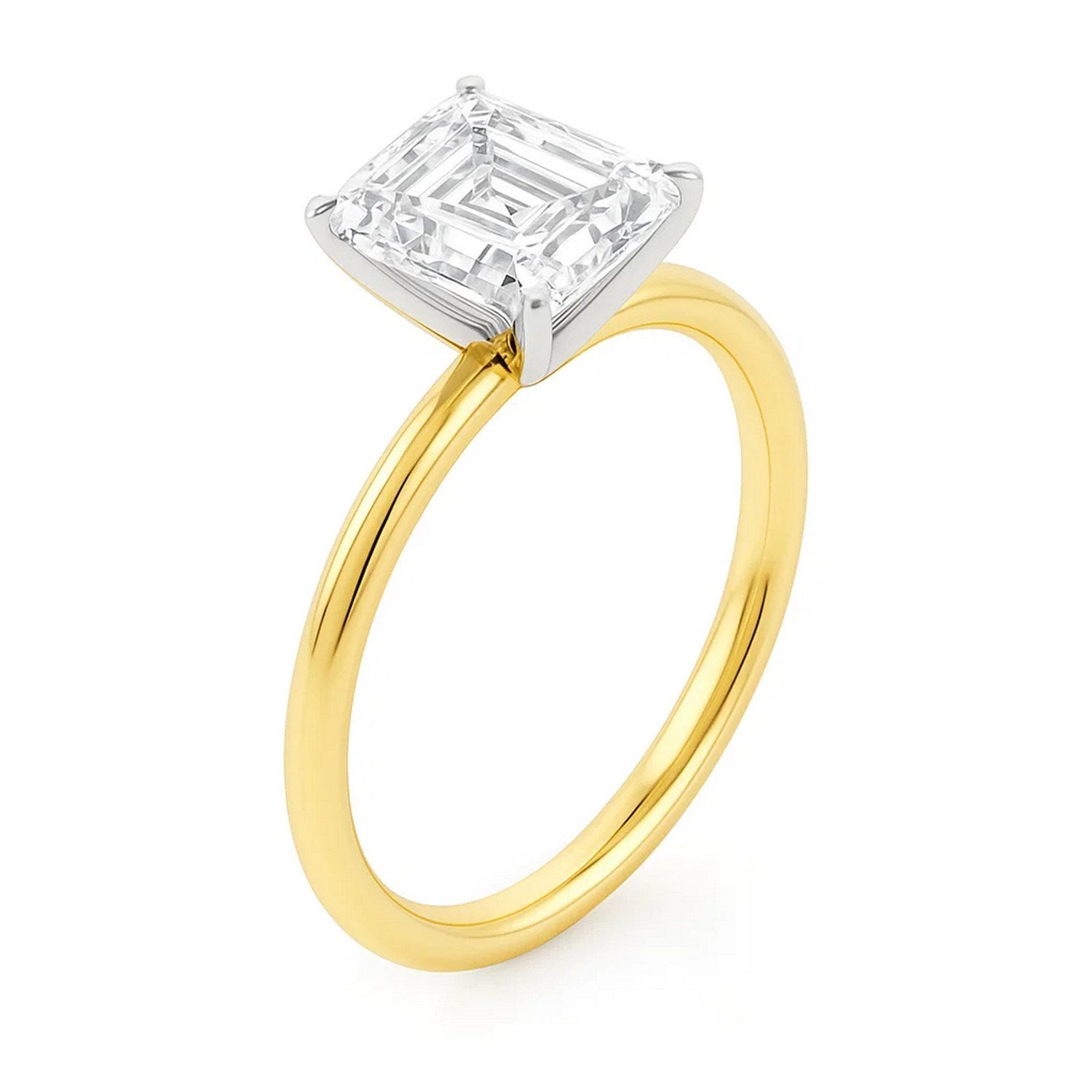 5 Carat Emerald Lab Grown IGI G/VS1 Diamond Solitaire Ring in 10K Yellow Gold