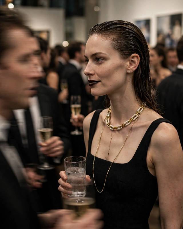 Opening night. Water, not champagne. The paperclip chain.